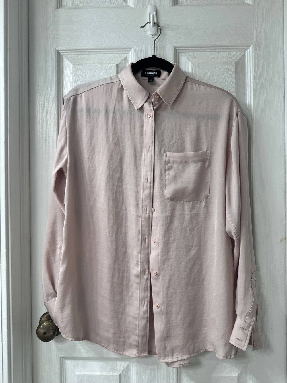 Express Pale Pink Women's Button-Up Blouse